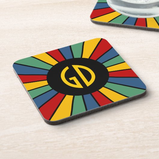 RAYS BUTTON I + uw foto, tekst, monogram Onderzetter (Linkerzijde)