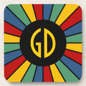 RAYS BUTTON I + uw foto, tekst, monogram Onderzetter (Voorkant)