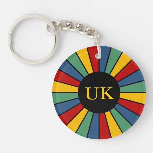 RAYS BUTTON I + uw foto, tekst, monogram Sleutelhanger (Voorkant)