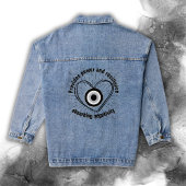 Rays, Heart, Black Evil Eye Protection monogram | Denim Jacket
