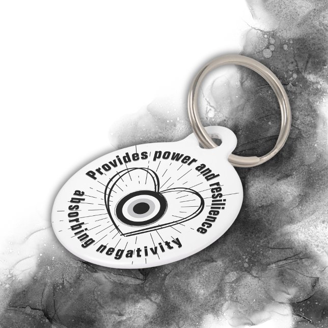 Rays, Heart, Black Evil Eye Protection monogram | Huisdierpenning (Creator heeft geüpload)