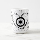 Rays, Heart, Black Evil Eye Protection monogram | Magische Mok (Midden)