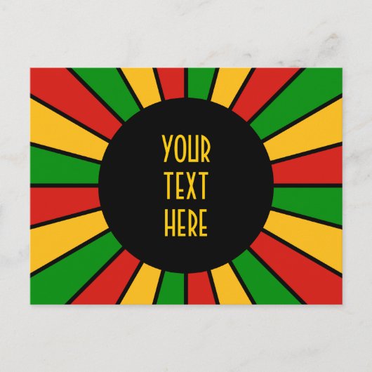 RAYS RASTAFARI FLAG BUTTON + uw teken of tekst Briefkaart (Voorkant)