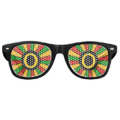 RAYS RASTAFARI FLAG BUTTON + uw teken of tekst Retro Zonnebril (Voorkant)