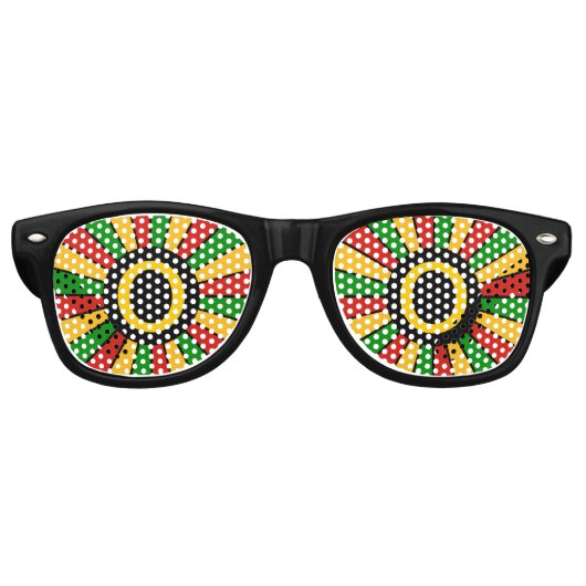 RAYS RASTAFARI FLAG BUTTON + uw teken of tekst Retro Zonnebril (Voorkant)