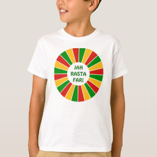 RAYS RASTAFARI FLAG BUTTON + uw teken of tekst T-shirt