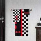 Rayure à damier de course Rouge et Noir