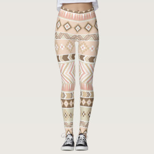 Rayure aztèque tribale beige Legging de sable ros