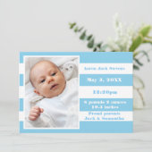 Rayure Bleue et Blanche - Faire-part de Naissance (Debout devant)