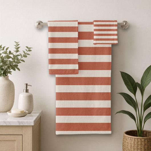 Rayure cabane Boho terre cuite orange et sable