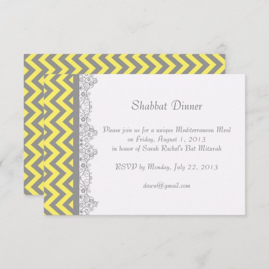 Rayure de Chevron - invitation jaune - insertion (Devant / Derrière)
