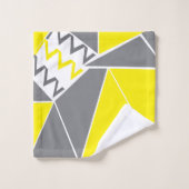 Rayure géométrique Chevron Gris Jaune (Gant de toilette)