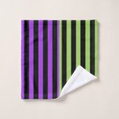 Rayure Halloween vert violet & noir  (Gant de toilette)