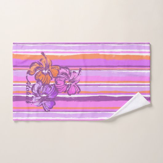 Rayure hawaïenne de ketmie d'aquarelle - violette (Serviette à main)