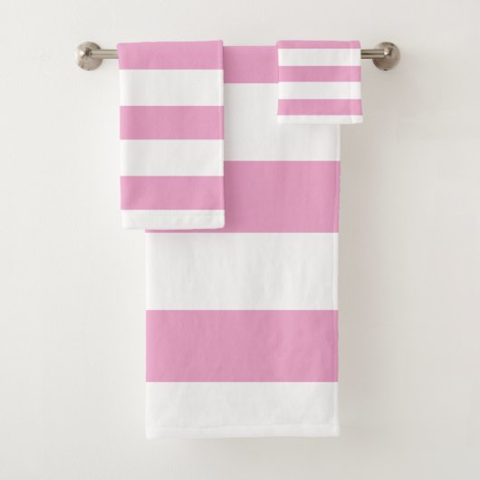 Rayure horizontale de cabane rose clair et blanc (En situation)