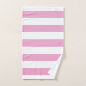 Rayure horizontale de cabane rose clair et blanc (Serviette à main)