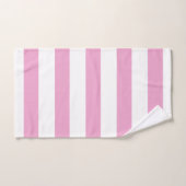 Rayure horizontale de cabane rose clair et blanc (Serviette à main)