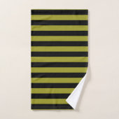 Rayure Horizontale Noir Et Vert Olive (Serviette à main)