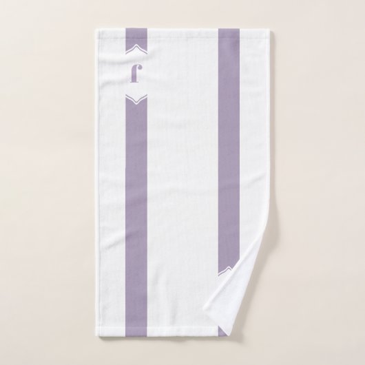 Rayure lilas et blanche de monogramme (Serviette à main)