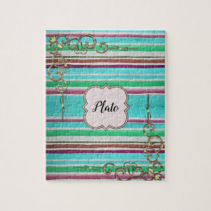 Rayure Monogramme Jigsaw Puzzle Daisy