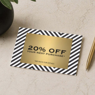 Rayure Noir Blanc Or Minimaliste Moderne Coupon