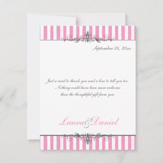 Rayure rose et blanche avec le carte de (Dos)