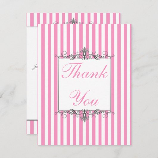 Rayure rose et blanche avec le carte de (Devant / Derrière)