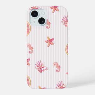 Rayure rose motif marin d'été