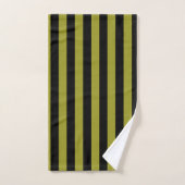 Rayure verticale noire et vert olive (Serviette à main)
