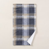 Rayures à Carreaux Crème Bleu (Serviette à main)