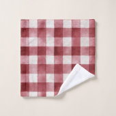 Rayures à carreaux rouge crème (Gant de toilette)