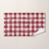 Rayures à carreaux rouge crème (Serviette à main)