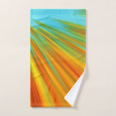 rayures Abstraites rouge jaune orange vert sur ble (Serviette à main)