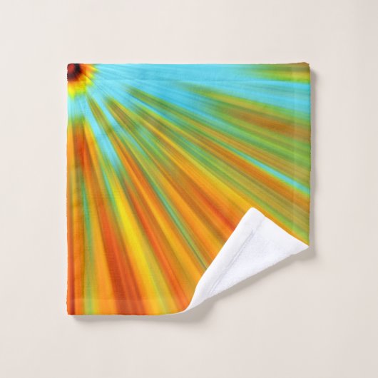 rayures Abstraites rouge jaune orange vert sur ble (Gant de toilette)