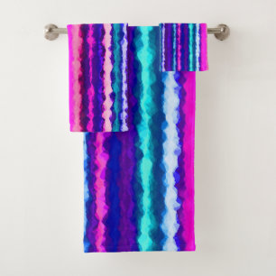 Rayures Abstraites Violettes, Roses et Bleues