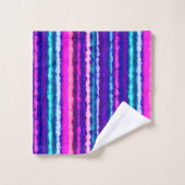 Rayures Abstraites Violettes, Roses et Bleues (Gant de toilette)