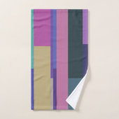 Rayures Abstraites violettes, roses et gris (Serviette à main)