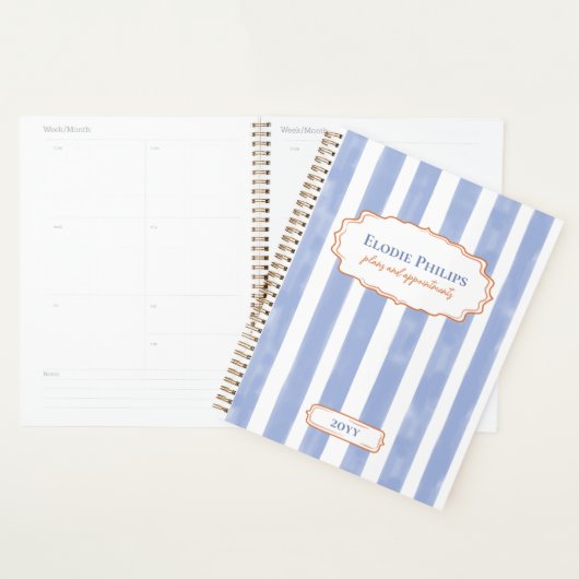Rayures Aquarelle Bleue Cadre Orange Ondulé (Devant avec enveloppe)
