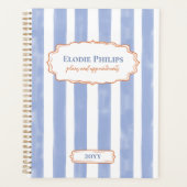Rayures Aquarelle Bleue Cadre Orange Ondulé (Devant)