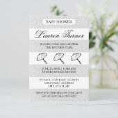 Rayures Argent et Blanc - Invitation Baby Shower 3 (Debout devant)