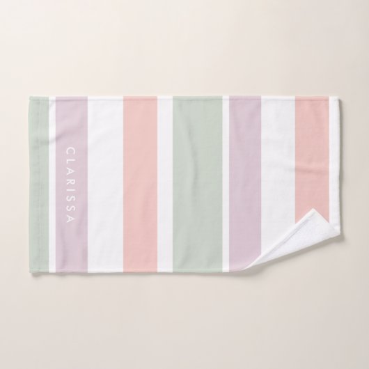 Rayures assez en pastel de violette de vert de (Serviette à main)