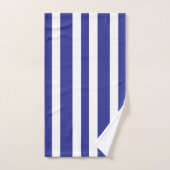 Rayures blanches et bleu profond clair  (Serviette à main)