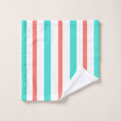 Rayures blanches et corail turquoise (Gant de toilette)