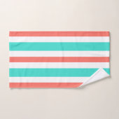 Rayures blanches et corail turquoise (Serviette à main)