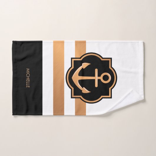 Rayures blanches et d'or noires (Serviette à main)