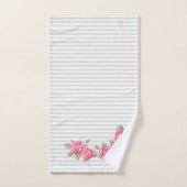 Rayures blanches et grises de rose de bourgeon (Serviette à main)
