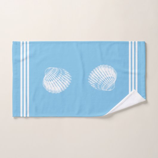 Rayures blanches pour la plage et bleu d'océan (Serviette à main)