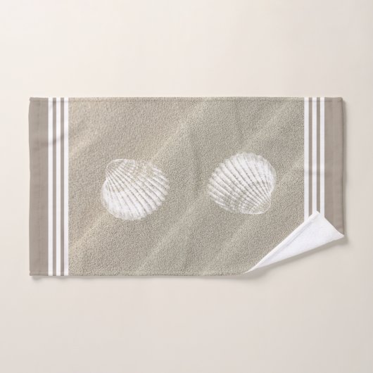 Rayures blanches pour la plage et dunes de sable (Serviette à main)