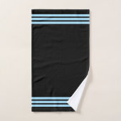 Rayures bleu clair sur serviettes de bain noires (Serviette à main)