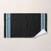Rayures bleu clair sur serviettes de bain noires (Serviette à main)